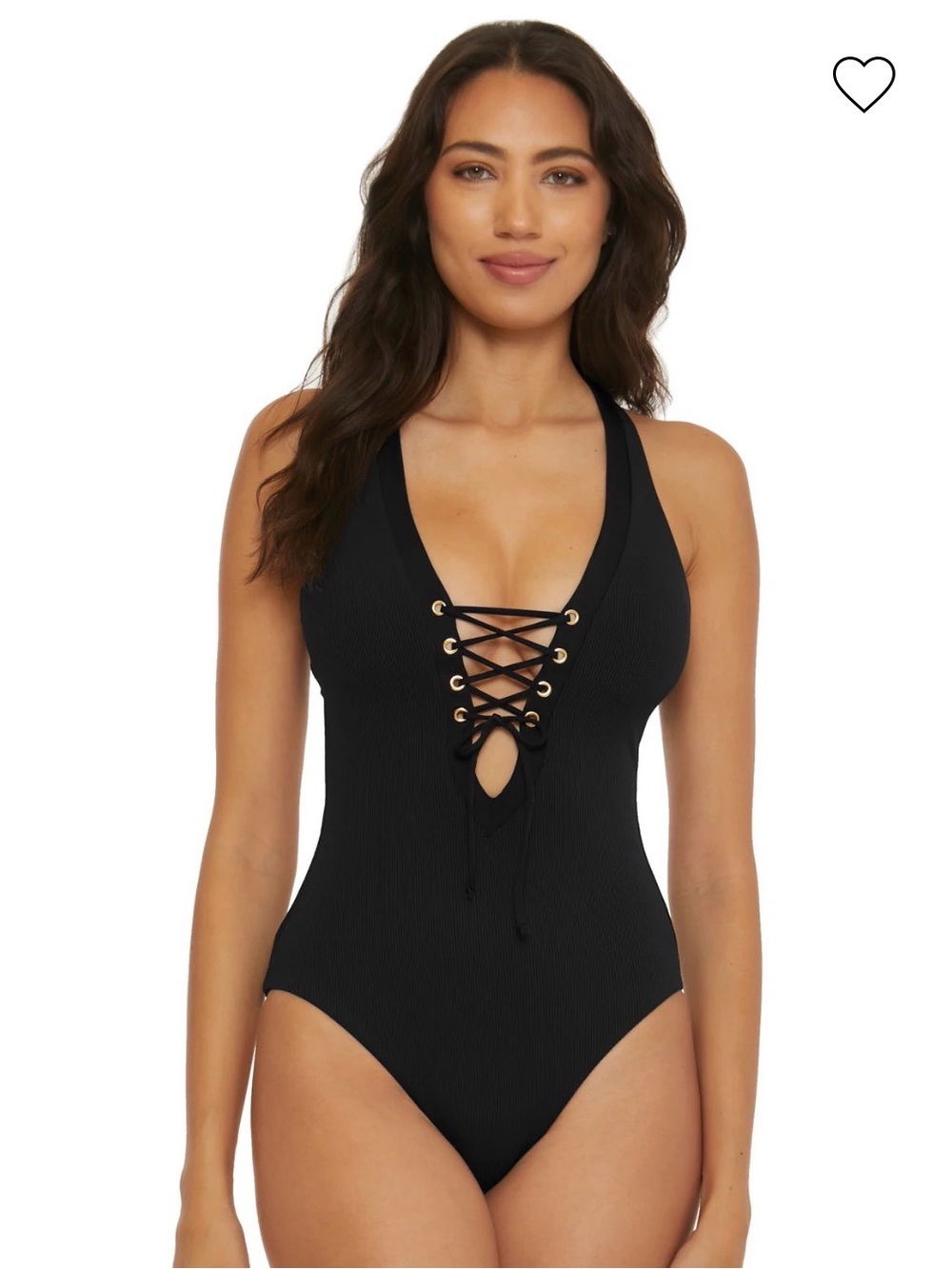 BECCA Black Ribbed One-Piece Swimsuit